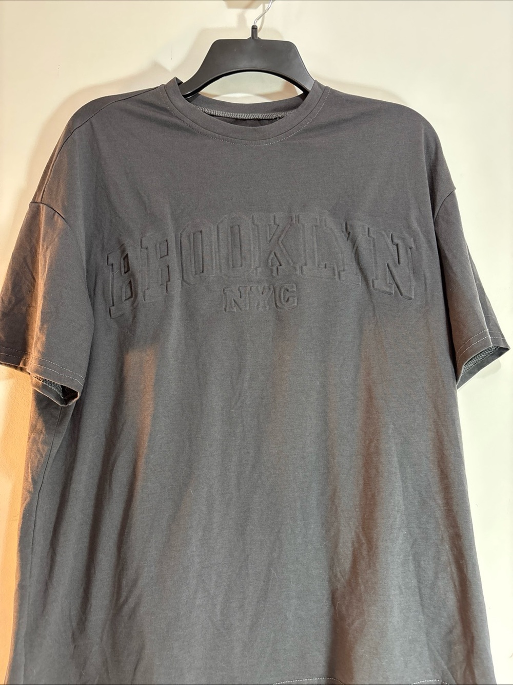 Brooklyn NYC Embossed Logo Short Sleeve T-Shirt - Charcoal. 1234